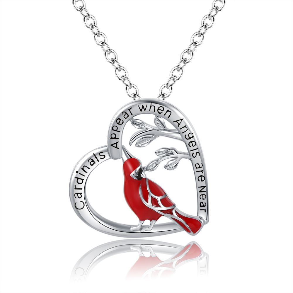 Creative Heart-Shaped Cardinal Pendant Necklace