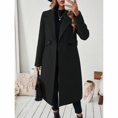 Women's Notch Lapel Trench Coat | Mid-Long Casual & Formal Jacket Women's Notch Lapel Trench Coat, Single | Ectron Online
