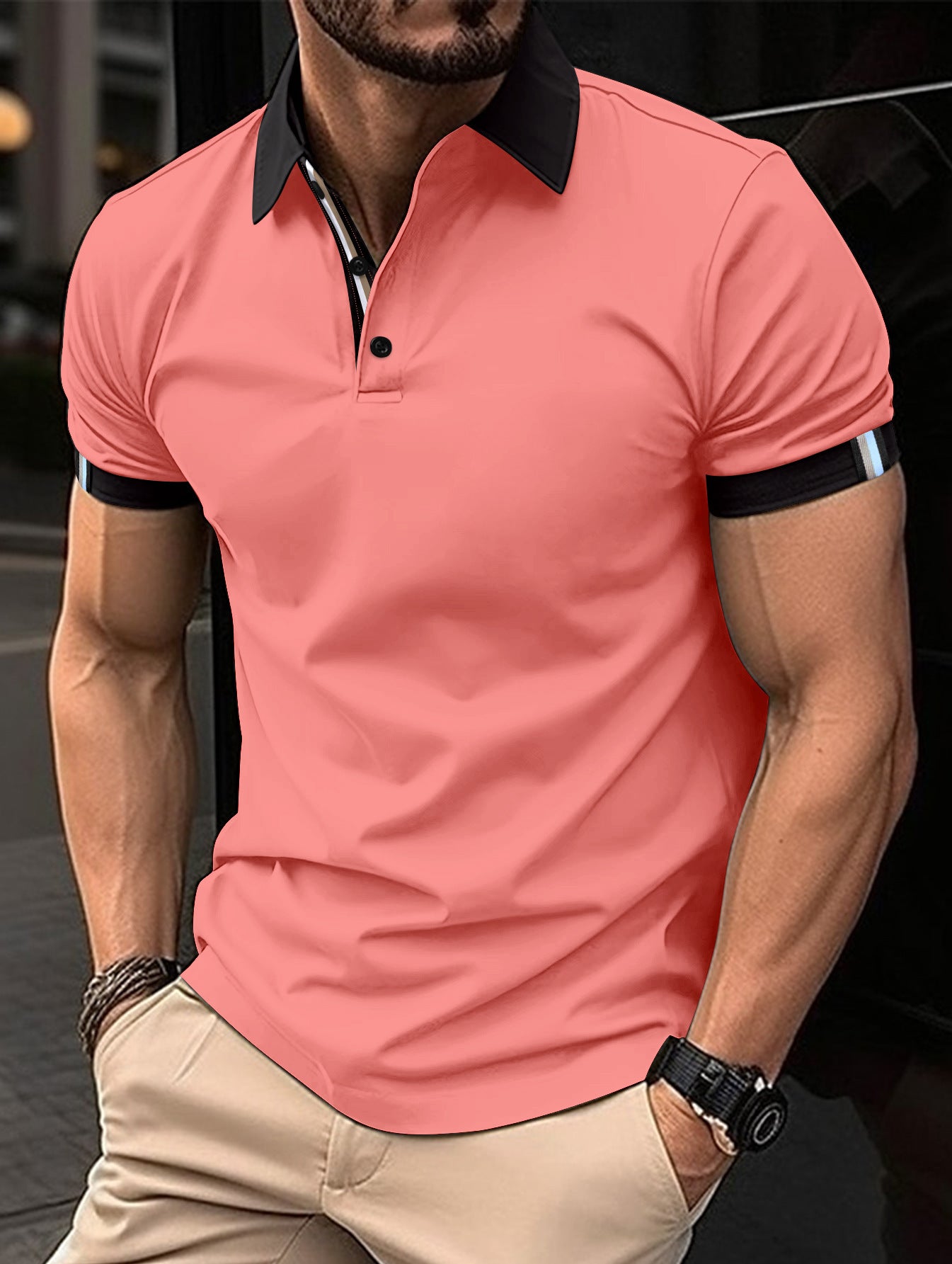 Men’s Casual Button Shirt – Solid Color Short Sleeve Top Men's Casual Button Solid Color Short Sl | Ectron Online