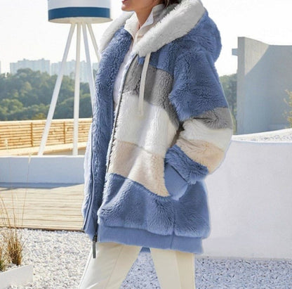 Multicolor Patchwork Hooded Jacket | Trendy Short Fashion Coat Multicolor patchwork hooded short fashio | Ectron Online