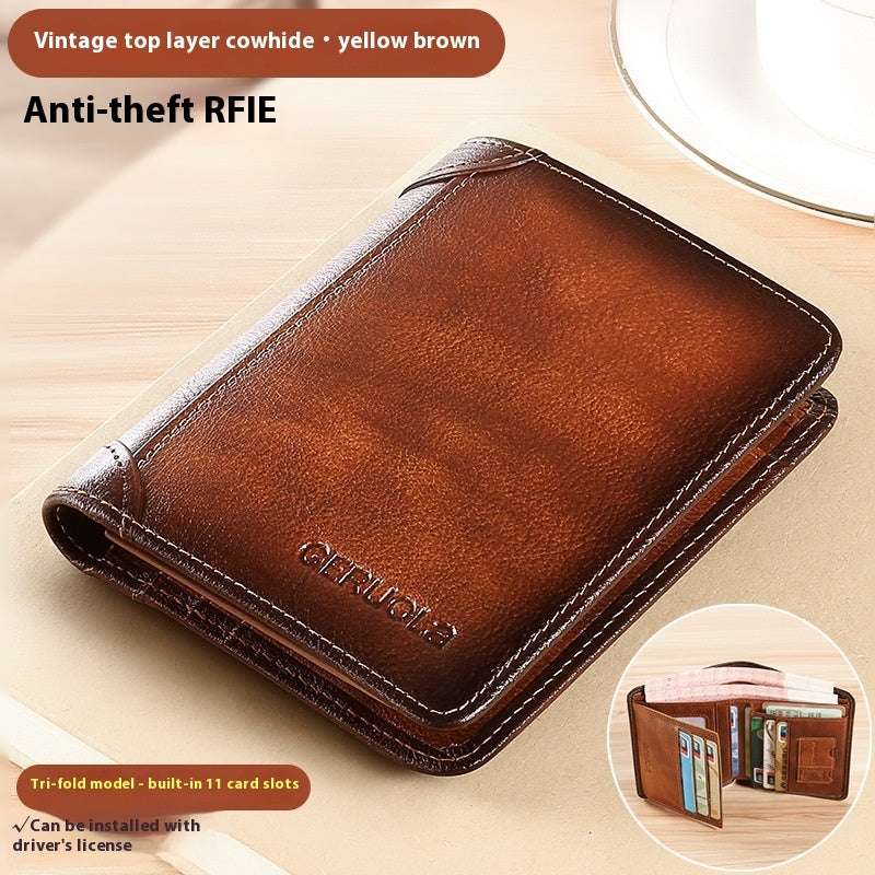 Ultra-Thin Genuine Leather Wallet Genuine Leather Anti-theft Swiping Ultra | Ectron Online