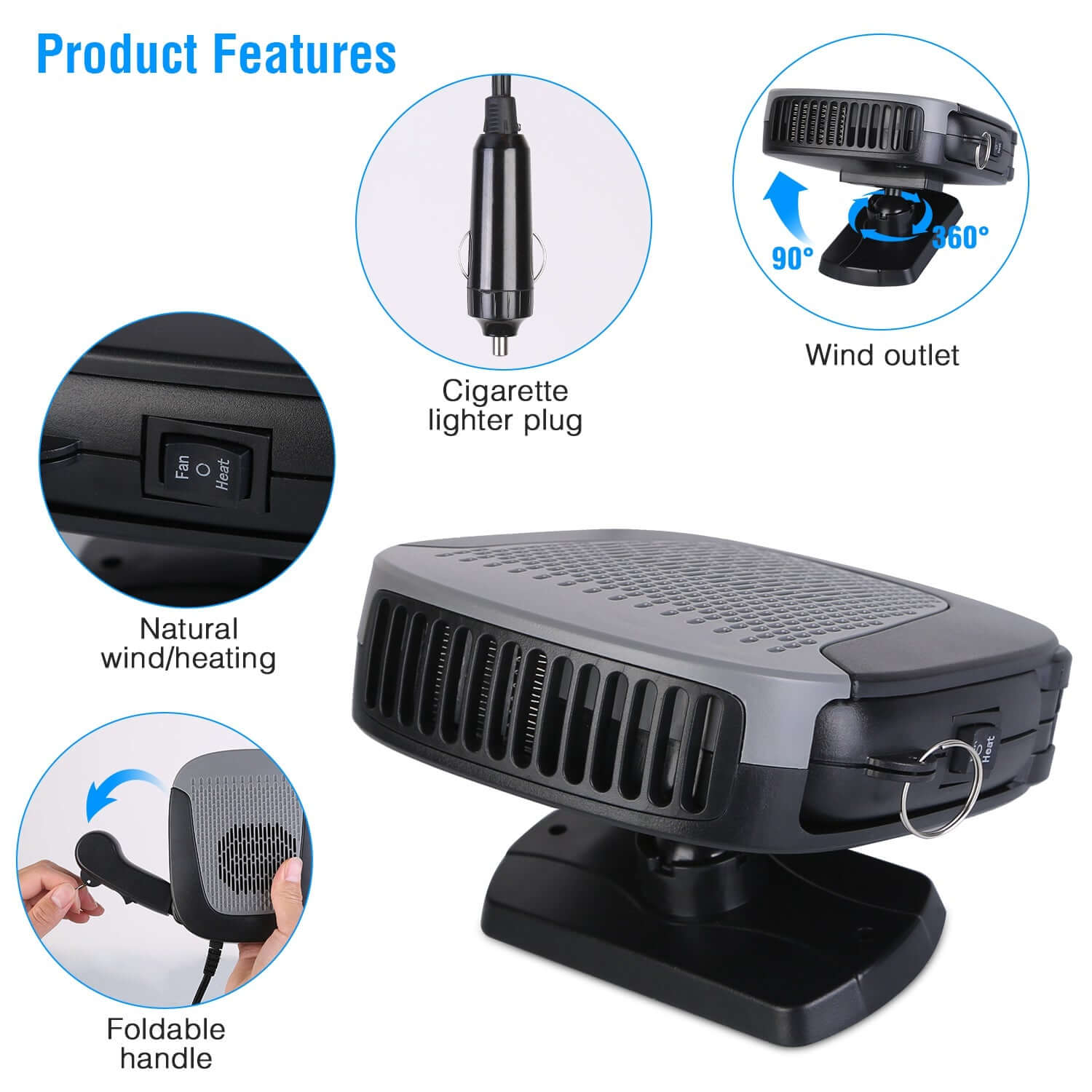 2-in-1 Portable Car Heater & Cooling Fan 12V 150W Portable Car Auto Heater Heatin | Ectron Online