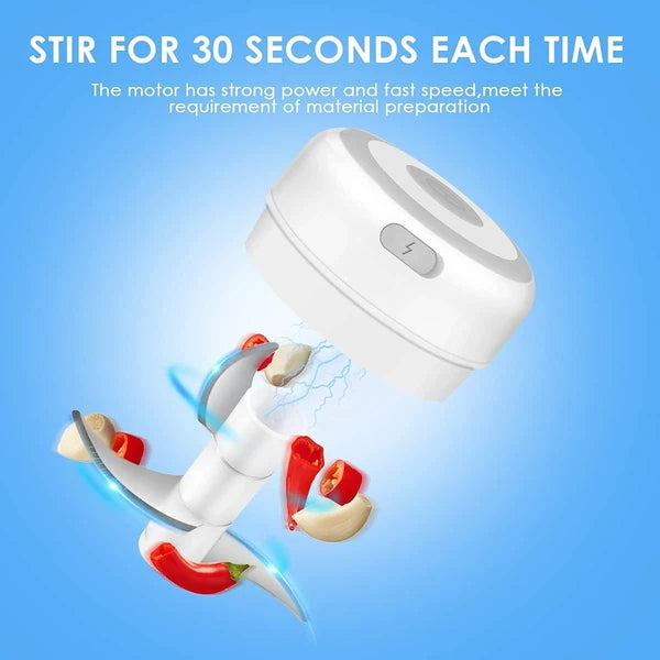 300ml Mini Electric Garlic Press & Food Chopper | Portable Meat & Vegetable Mincer