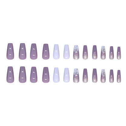 Press-on Ballet Nail Stickers Purple Vine Removable