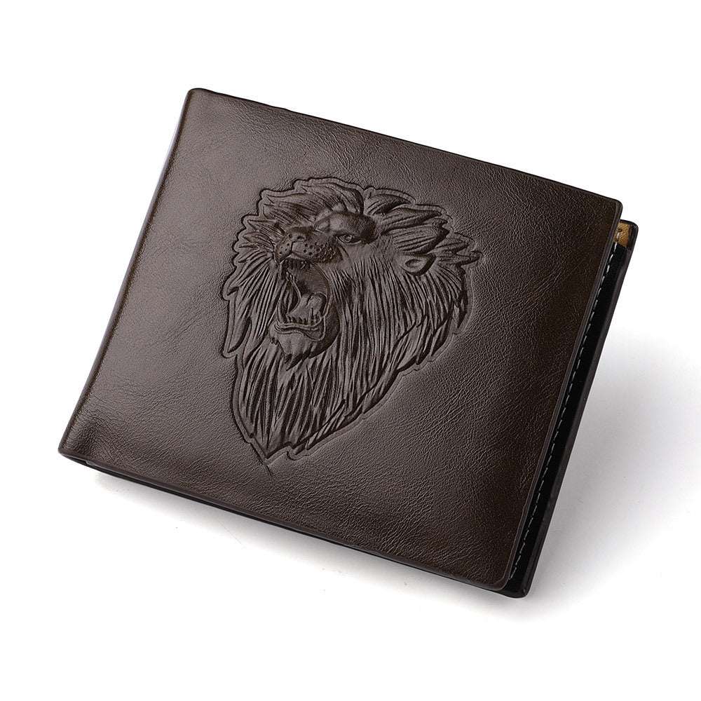 Lion Embossed Zipper Wallet for Men Men's Zipper Wallet Lion Embossed Patter | Ectron Online