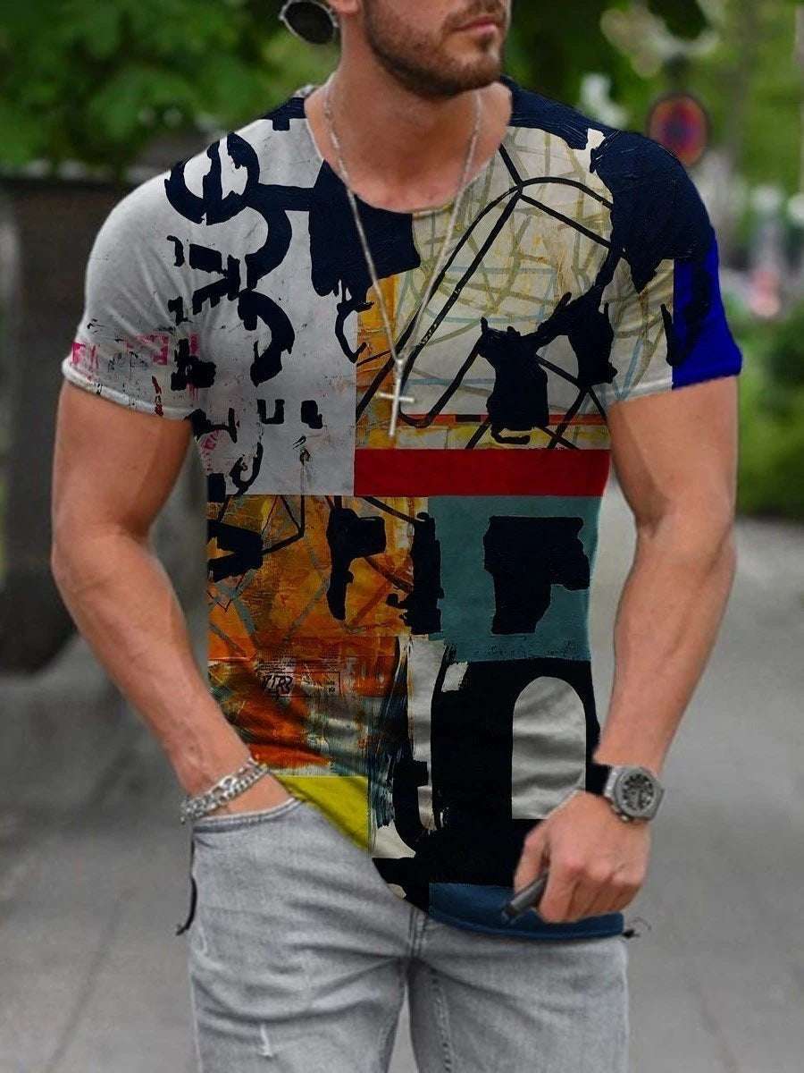 Digital Printed Round Neck T-Shirt – Short Sleeve Casual Tee Digital Printed Short-sleeved Round Neck | Ectron Online