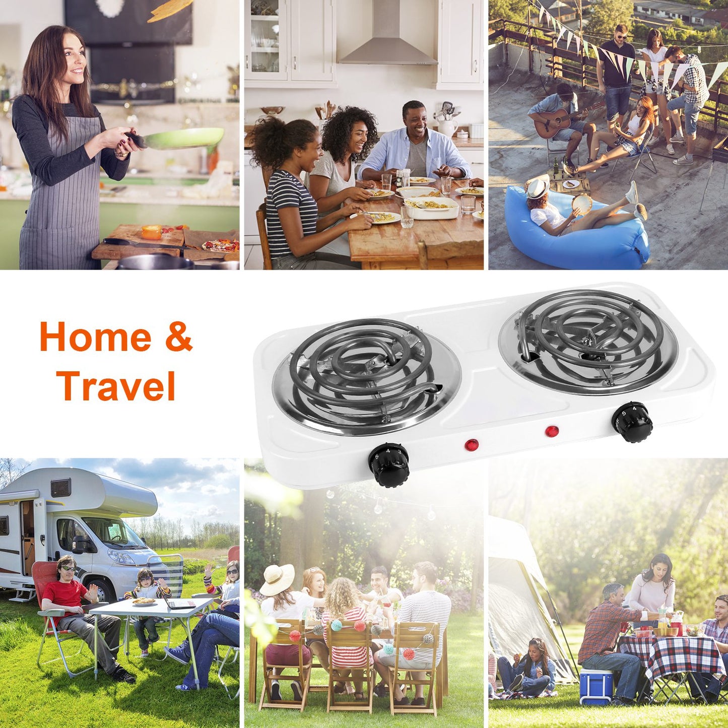 2000W Electric Double Burner | Portable Hot Plate Stove with 2 Colors