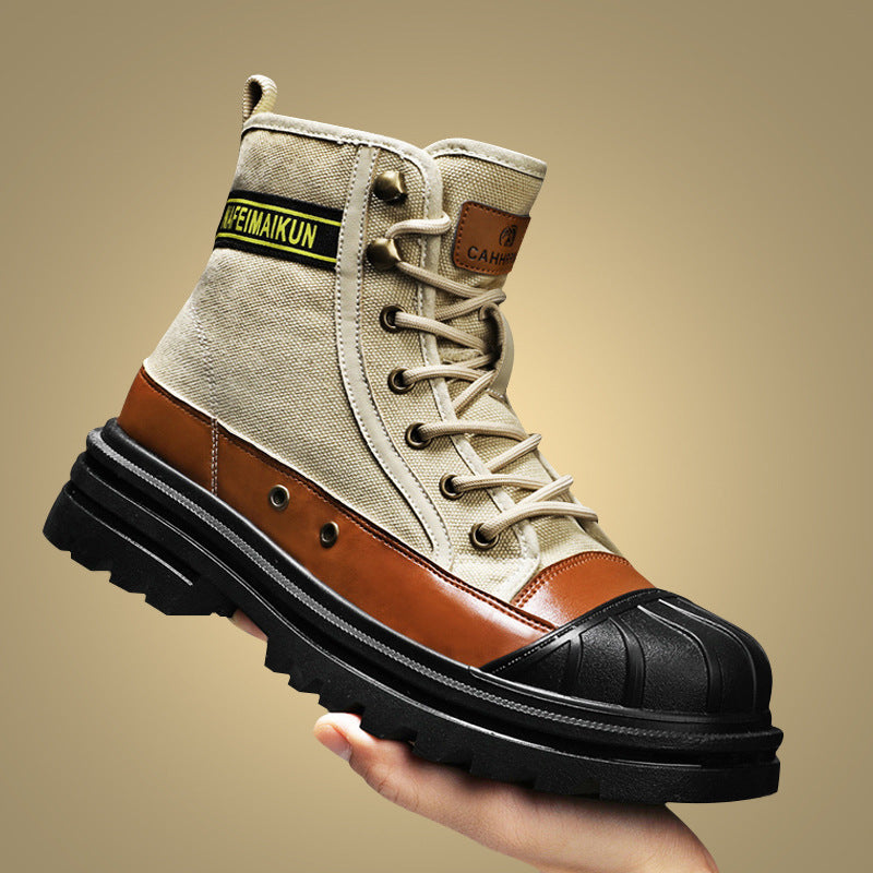 Men’s Thick-soled Canvas Boots – Casual, Work & Motorcycle Ready Thick-soled Canvas Casual Sports Men's A | Ectron Online