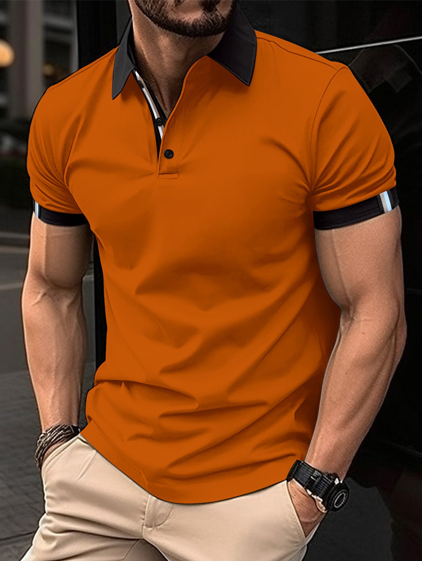 Men’s Casual Button Shirt – Solid Color Short Sleeve Top Men's Casual Button Solid Color Short Sl | Ectron Online