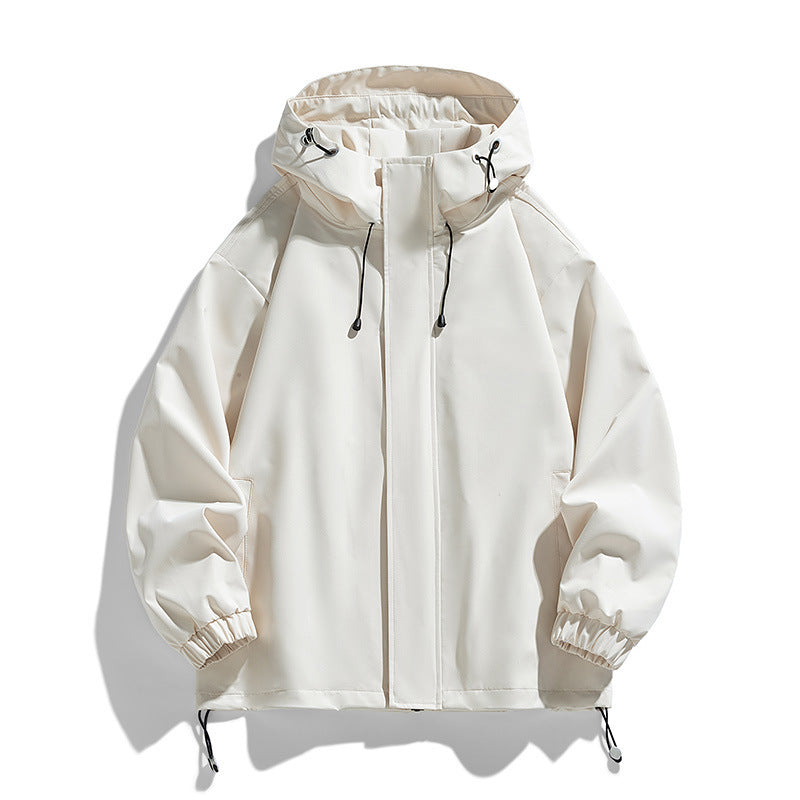 men's loose hooded shell jacket
