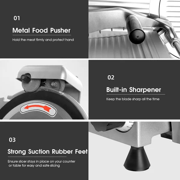 Commercial Electric Meat Slicer - 240W Frozen Food & Deli Slicer (8.5/10 Inch)