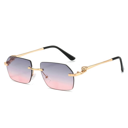 Frameless Trimming Leopard Sunglasses For Men And Women