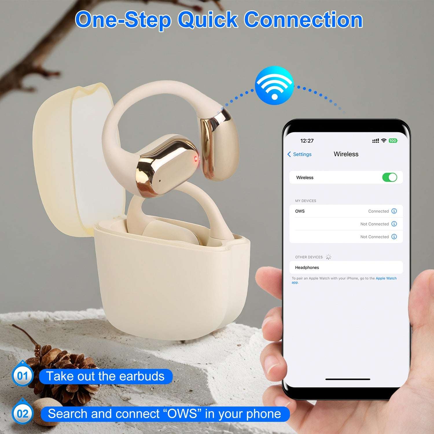 Open-Ear Bluetooth 5.4 Sport Earbuds | 300H Standby & LED Display 1 Set Wireless V5.4 Open Ear Earbuds Wit | Ectron Online