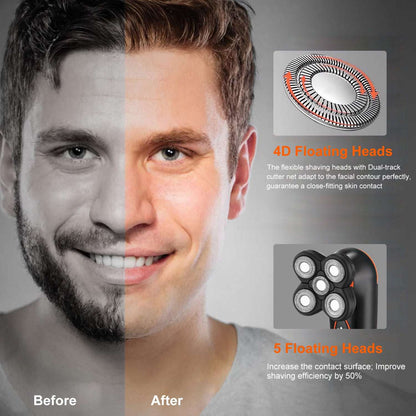 4D 5-Head Electric Shaver - IPX7 Waterproof Wet & Dry Rotary Razor 4D Electric Shavers Razor IPX7 Waterproo | Ectron Online