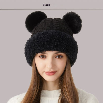 Kids' Winter Knitted Hat with Fur Ball | Warm Outdoor Children's Cap Winter Cute Fur Ball Knitted Hat Childre | Ectron Online