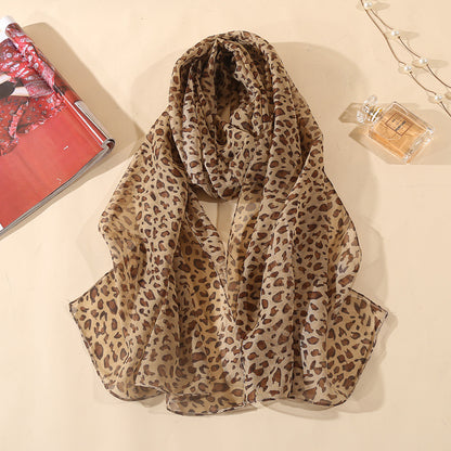 Leopard Chiffon Scarf Ladies Thin Shawl