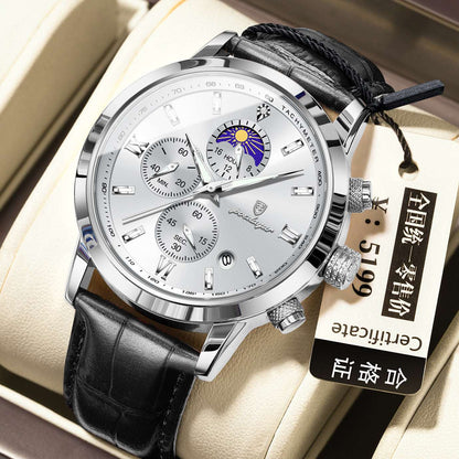 Men's Moon Phase Multi-function Chronograph Watch Men's Watch With Moon Phase And Multi-fu | Ectron Online