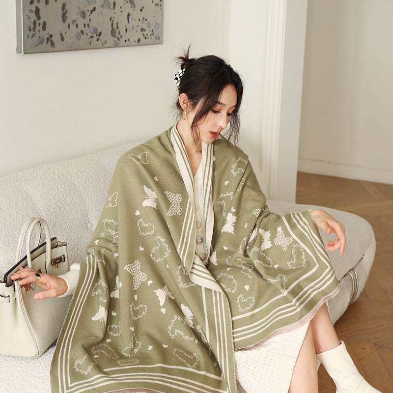 Women's Versatile Thickened Warm Cashmere Scarf Female Versatile Fashion Thickened Warm Cashmere Scarf | Ectron Online