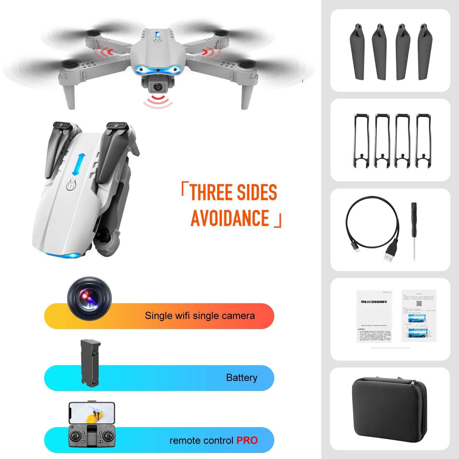 4K Dual Camera Drone – Obstacle Avoidance & Remote Control 4K Dual Camera Remote Control Three-side | Ectron Online