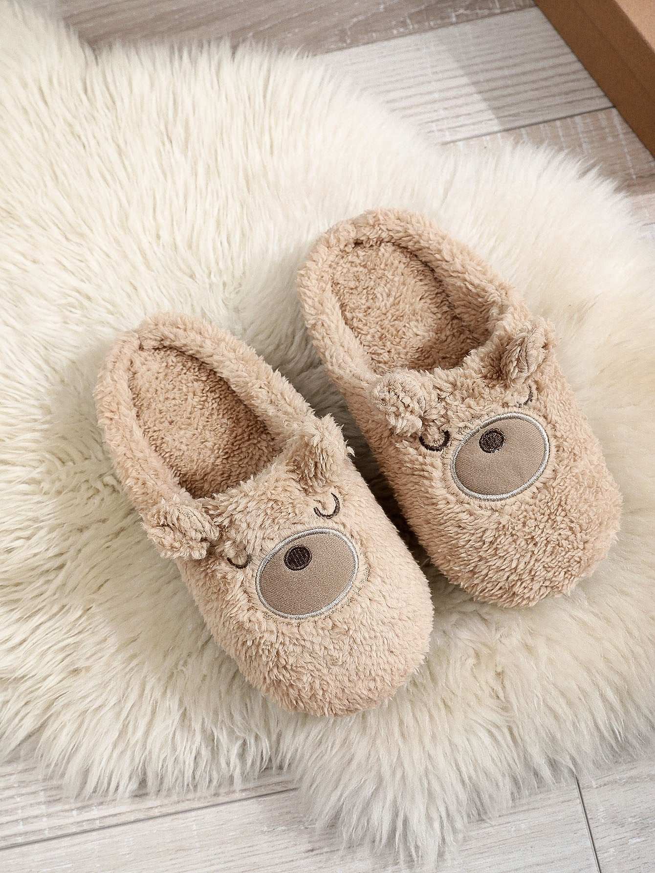 Cute Round Toe Brown Toe Ring In Stock Couple Soft Bottom Flat Heel Medium Mouth Suede Cotton Slippers Cute Round Toe Brown Toe Ring In Stock C | Ectron Online