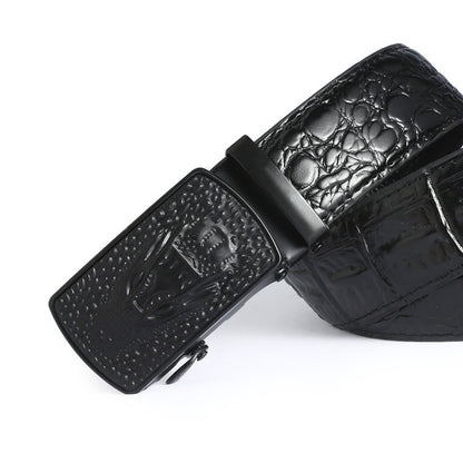 Leather Belt Men's Business Print Automatic Buckle