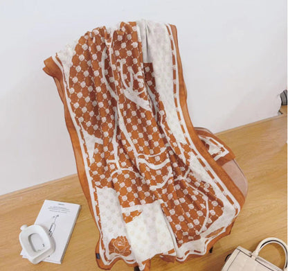 Printed Cotton And Linen Scarf Warm Outer Shawl