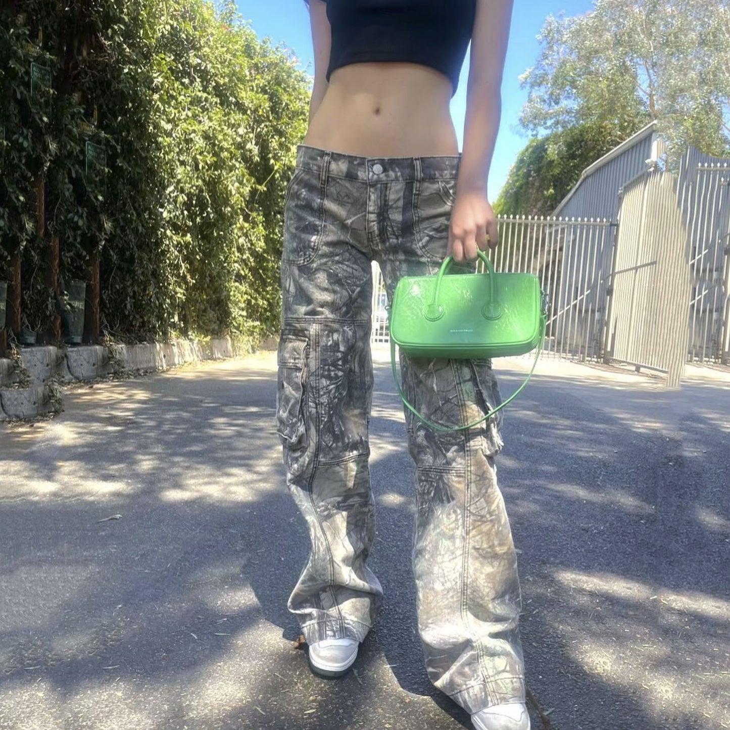 Casual Camouflage Cargo Pants Loose Overalls Summer Low Waist Straight Trousers With Pockets