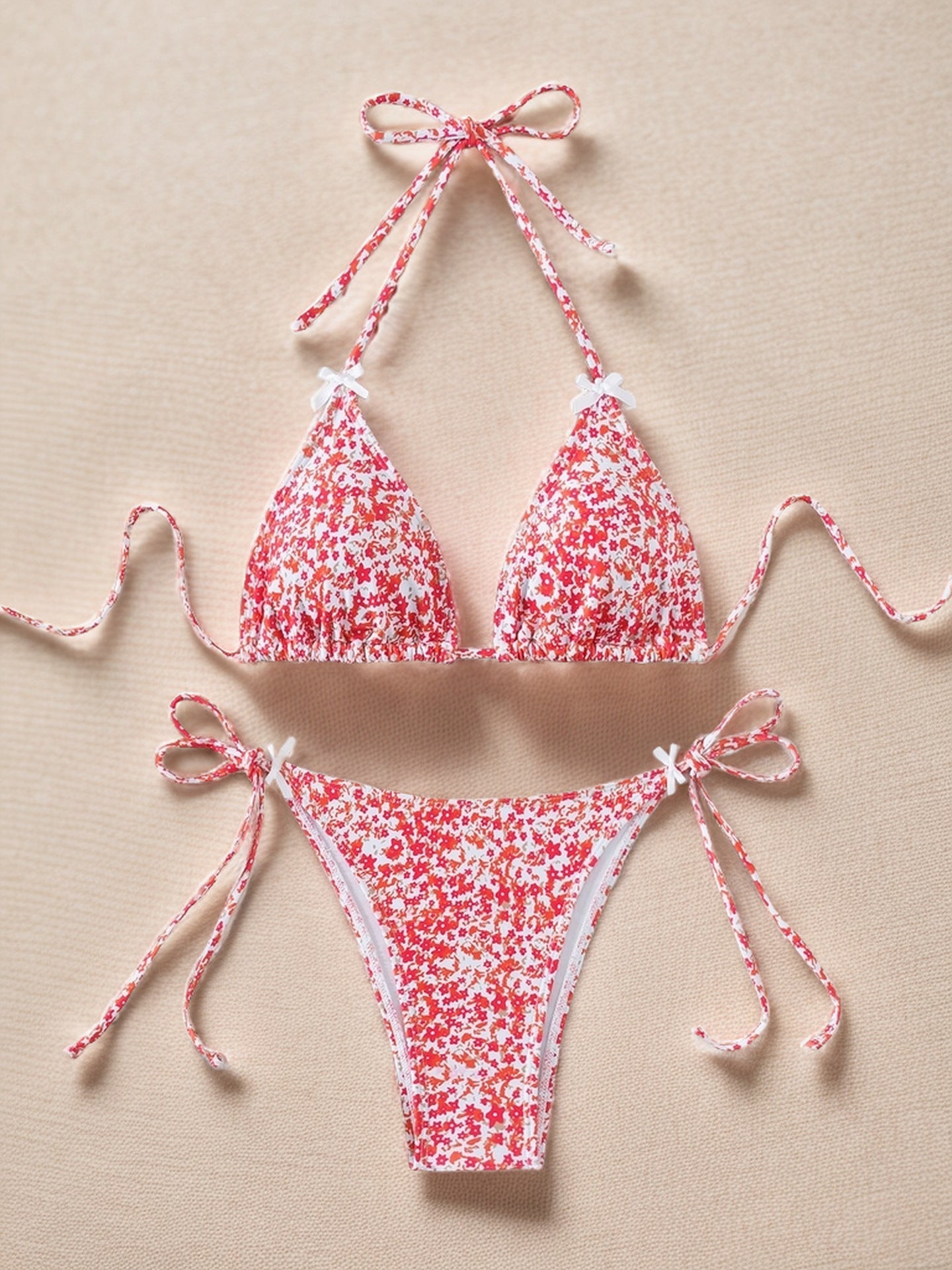 Women Printed Lace-up Bikini Split Swimsuit Swimwear Women Printed Lace-up Bikini Split Swims | Ectron Online
