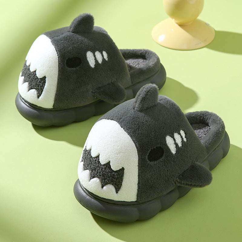Winter Shark Slippers – Thick Bottom Furry Cotton Shoes for Couples Winter Shark Slippers Fashion Thick Bott | Ectron Online