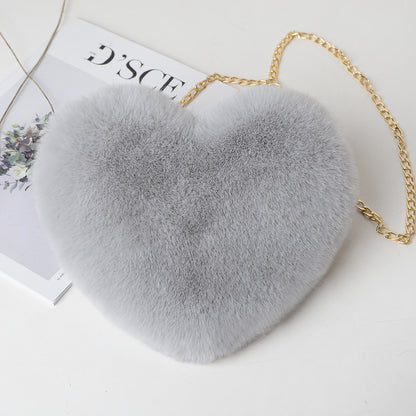 Women's Plush Heart Love Bag - Valentine's Day Chain Shoulder Bag Love Bags For Women Plush Chain Shoulder | Ectron Online