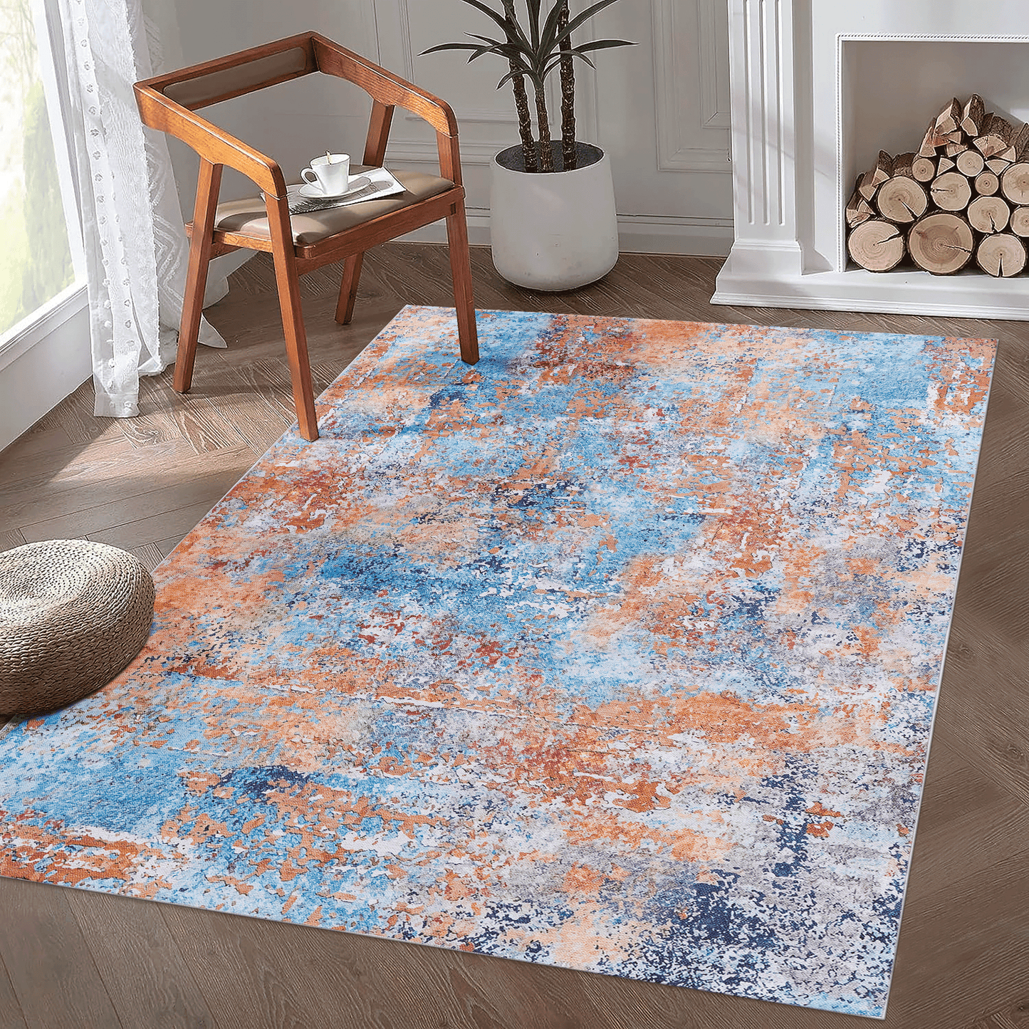 Maval Multi Washable Area Rug - 5x8 Colorful Indoor Carpet