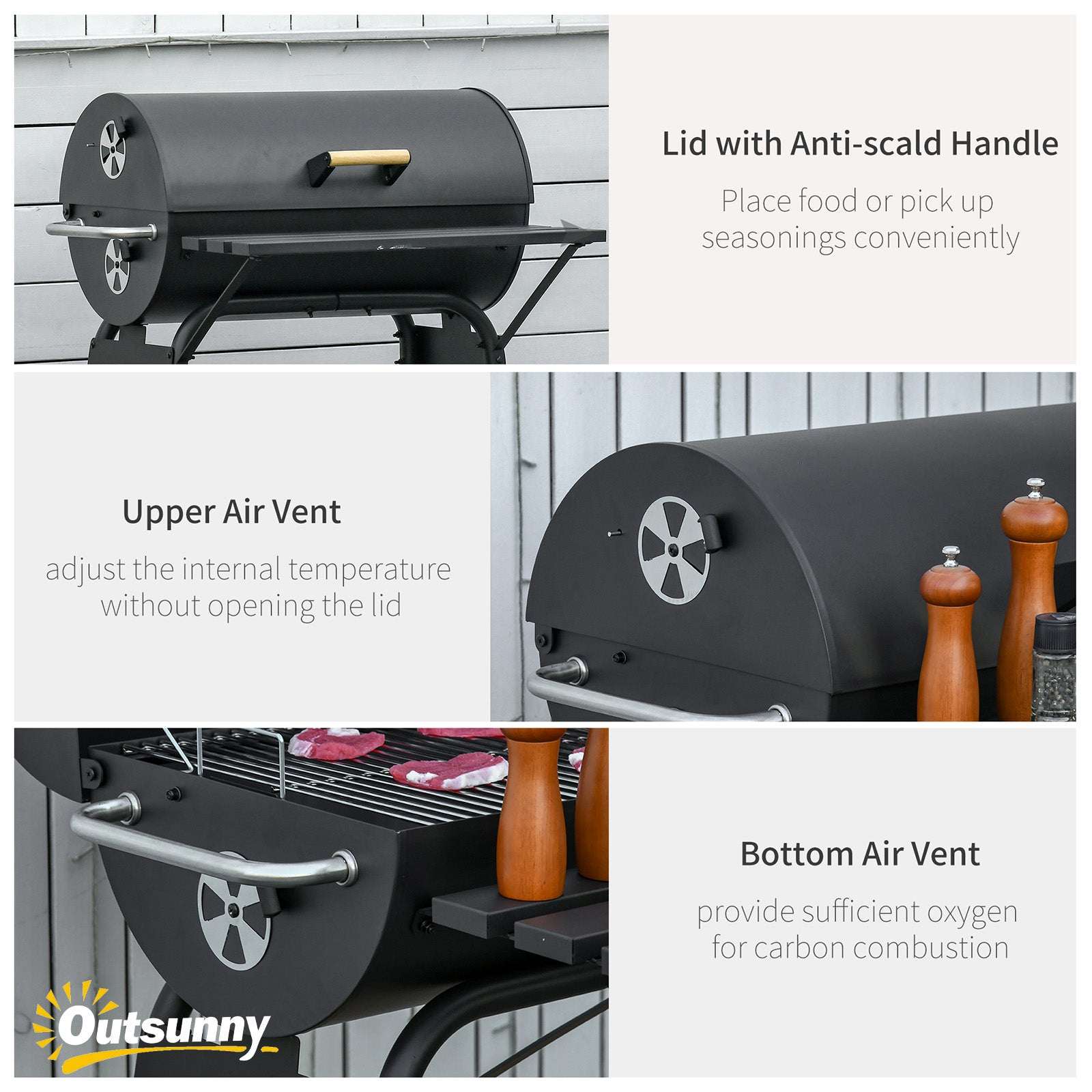 30" Portable Charcoal BBQ Grill - Outdoor Grill with Wheels & Shelf 30" Portable Charcoal Barbecue Grill wit | Ectron Online