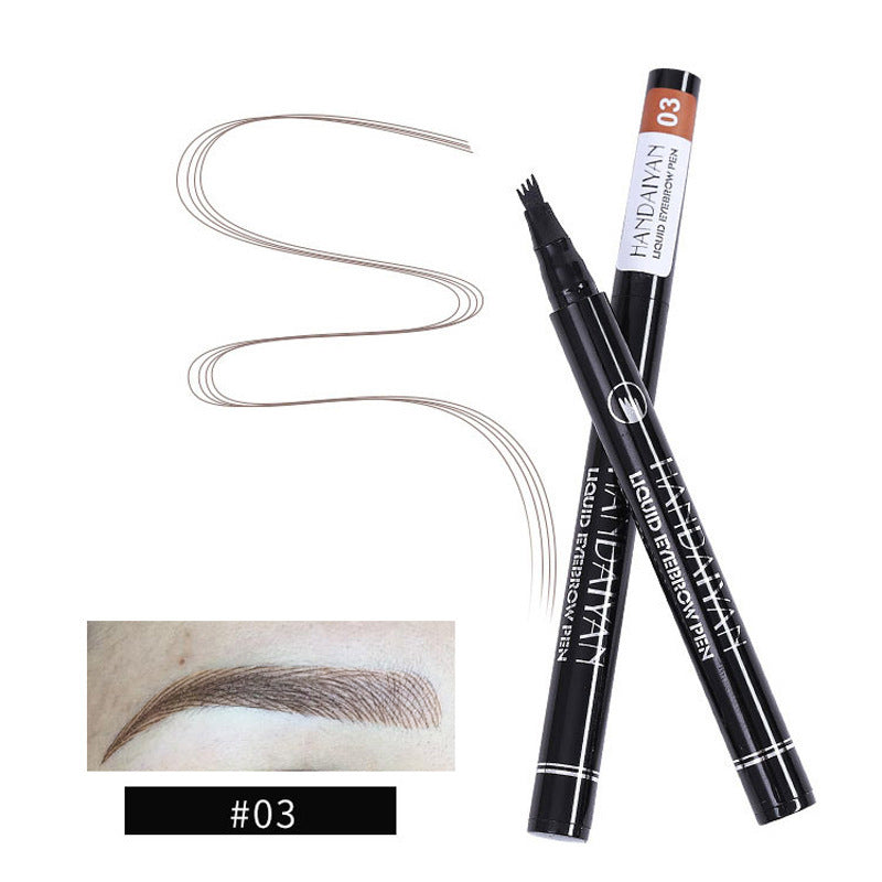 Eyebrow liquid pen pair, shade #03, two pens with swatch #03 and curved lines