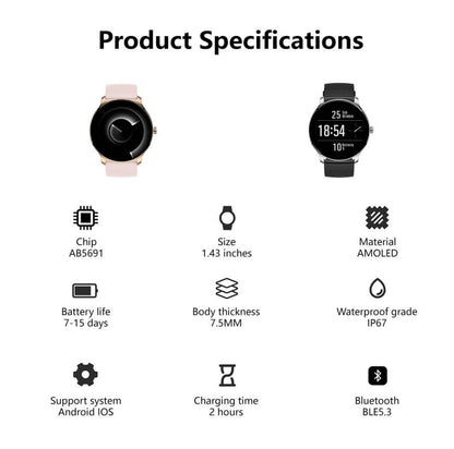 Ultra Slim Smartwatch with 1.43" AMOLED Display Ultra Slim Smart Watch For Men Women, 1. | Ectron Online
