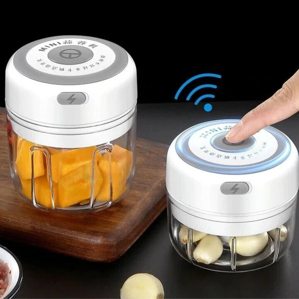 300ml Mini Electric Garlic Press & Food Chopper | Portable Meat & Vegetable Mincer