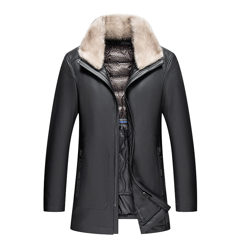 Men's Premium Sheepskin Leather Down Jacket Haining Genuine Leather Clothes Men's Mi | Ectron Online