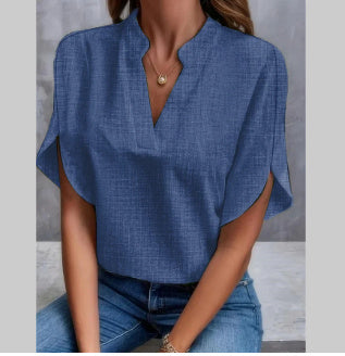Elegant Short-Sleeved Chiffon Shirt Summer Short-sleeved Chiffon Shirt New V | Ectron Online