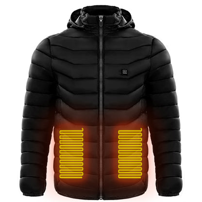 Men Heated Puffer Jacket Electric Heating Coat Insulated Hood Windbreaker 9Heat Zones