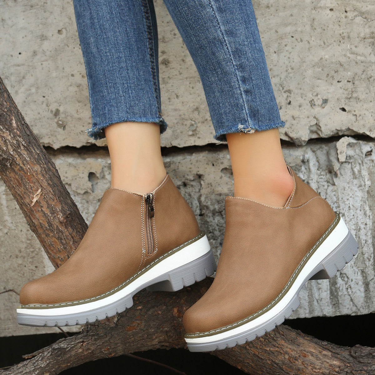 Women’s Ankle Boots – Round Toe, Low Heel, Zipper Design Women Ankle Boots Round Toe Low Heel Zip | Ectron Online
