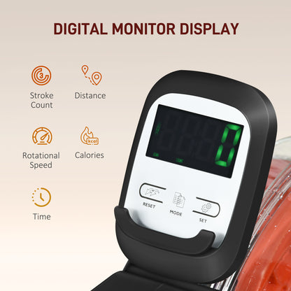 Rowing machine digital monitor display with green screen on black console