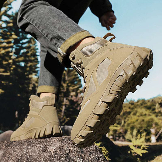 Outdoor High-top Men's Work Shoes Thick Bottom Non-slip