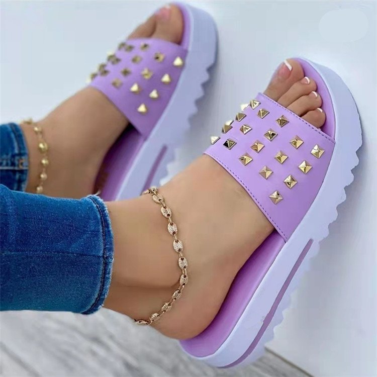 Women’s Wedge Beach Flip-Flops – Stylish Rivet Design Women's Wedge And Rivet Beach Flip-Flops | Ectron Online