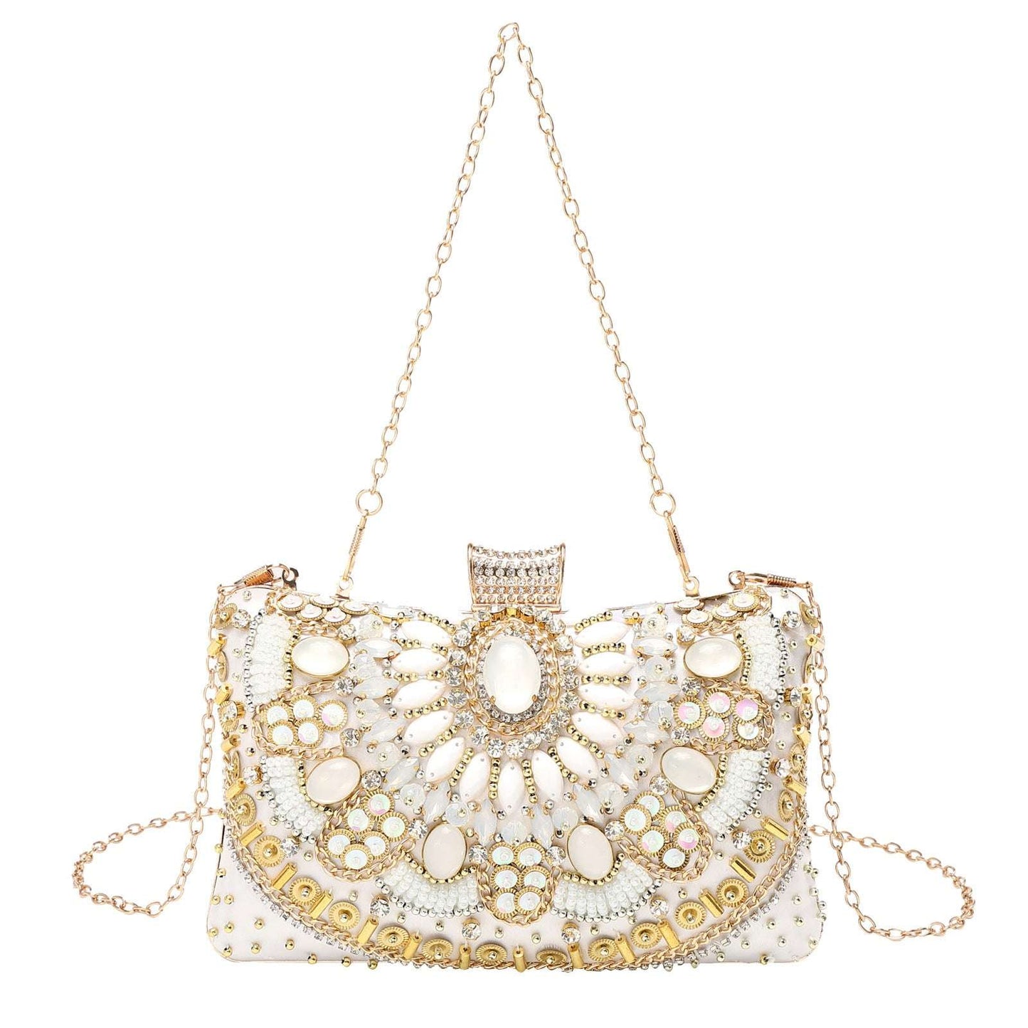 Retro Pearl Embroidery Dinner Bag Handmade Beaded Women's Hand-held