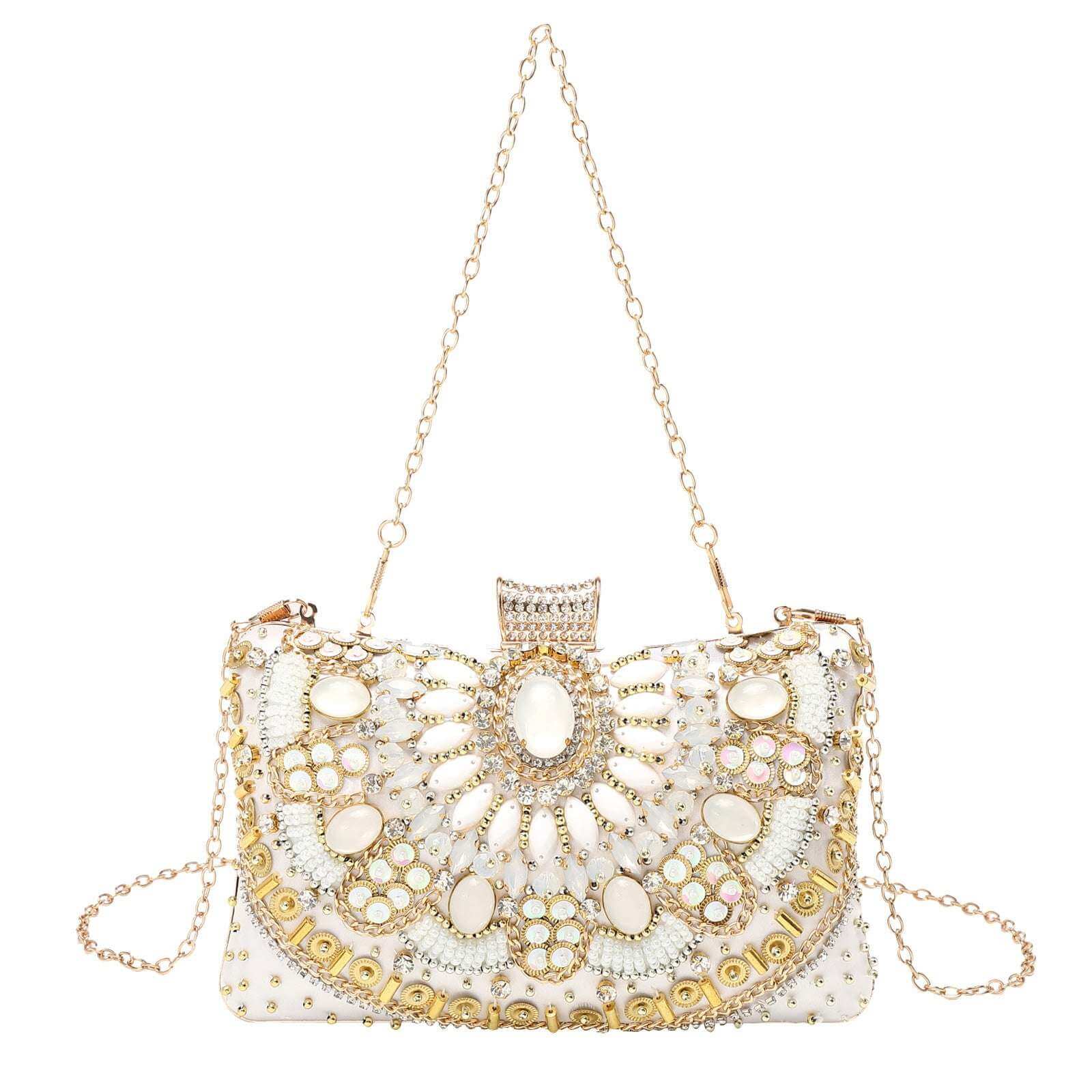 Retro Handmade Pearl Embroidery Dinner Clutch Bag Retro Pearl Embroidery Dinner Bag Handma | Ectron Online