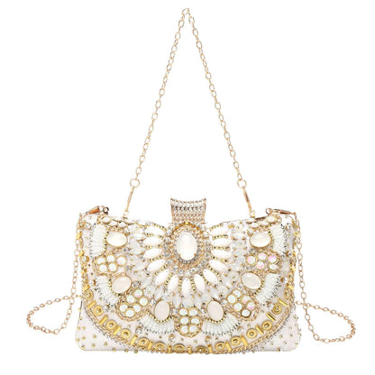 Retro Pearl Embroidery Dinner Bag Handmade Beaded Women's Hand-held