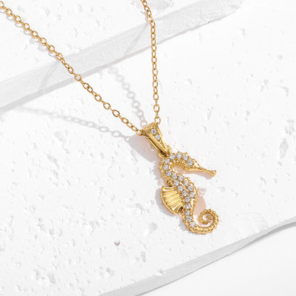 Strong Color Retention 18K Gold Ocean Series Pendant Gold Necklace