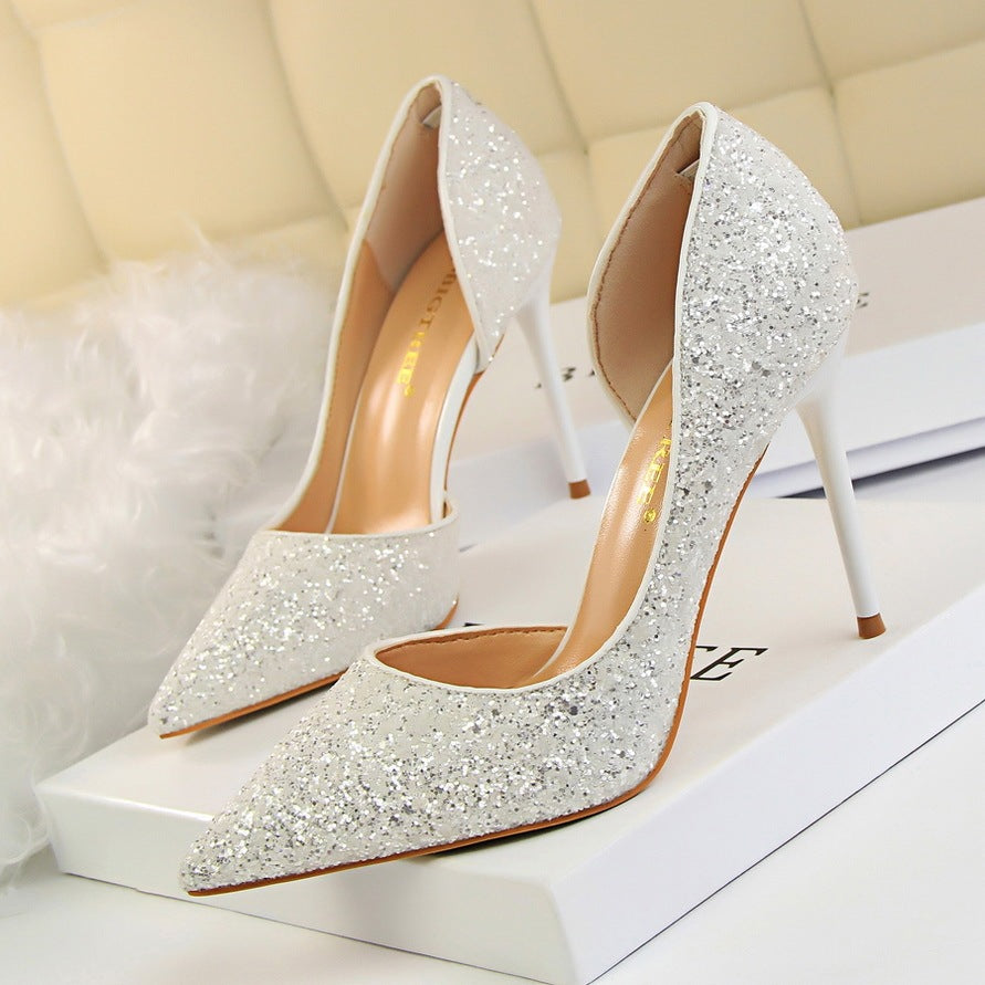 Skinny Stiletto Heels - Sequin & Hollow Out Skinny Women's Shoes Stiletto Heel Shall | Ectron Online