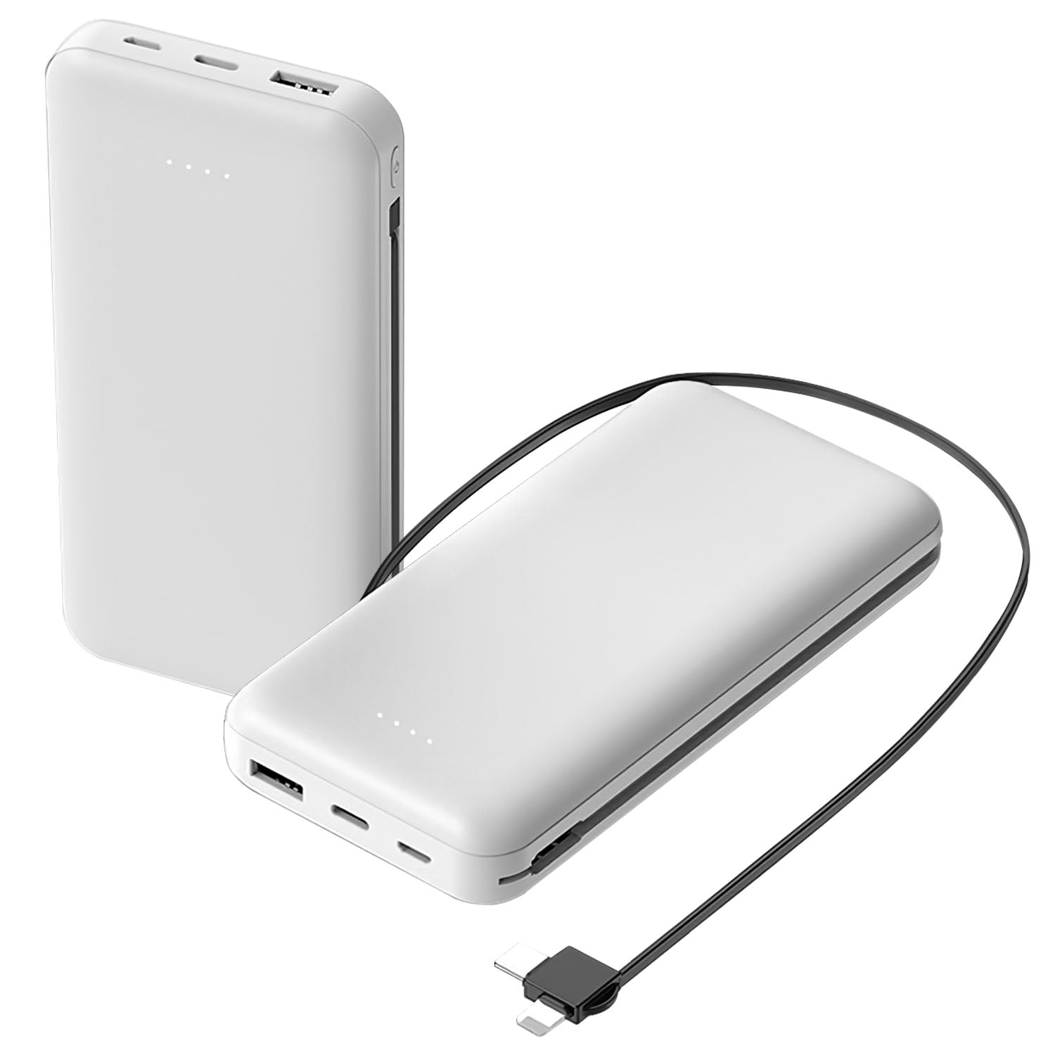 10000mAh Portable Power Bank with Built-in USB-C & Lightning Cables 1Pc 10000mAh Power Bank Portable Phone C | Ectron Online