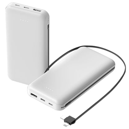 10000mAh Portable Power Bank with Built-in USB-C & Lightning Cables 1Pc 10000mAh Power Bank Portable Phone C | Ectron Online