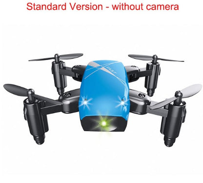 Blue and black drone without a camera on a white background